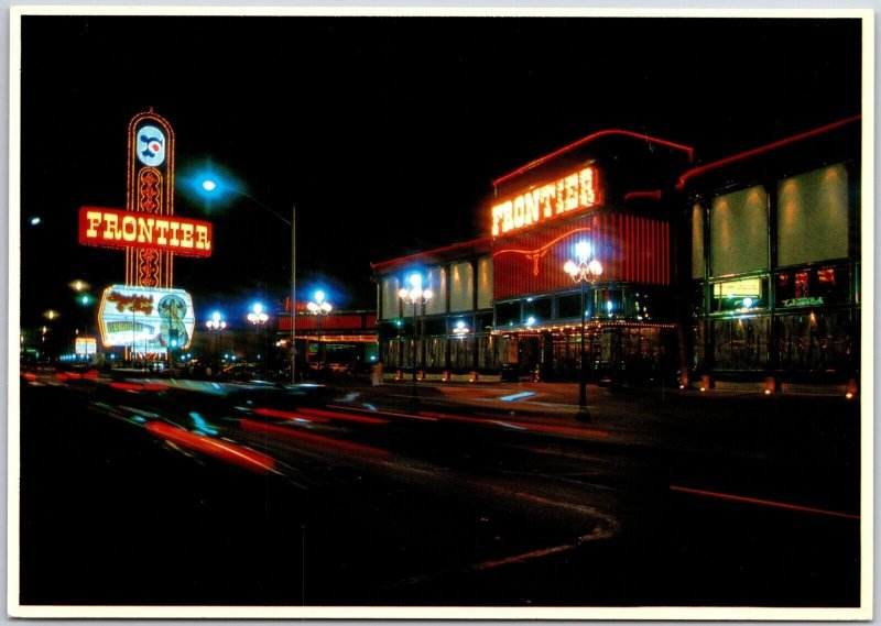 Frontier Las Vegas Nevada Casino Hotel Restaurant Night Scene Postcard