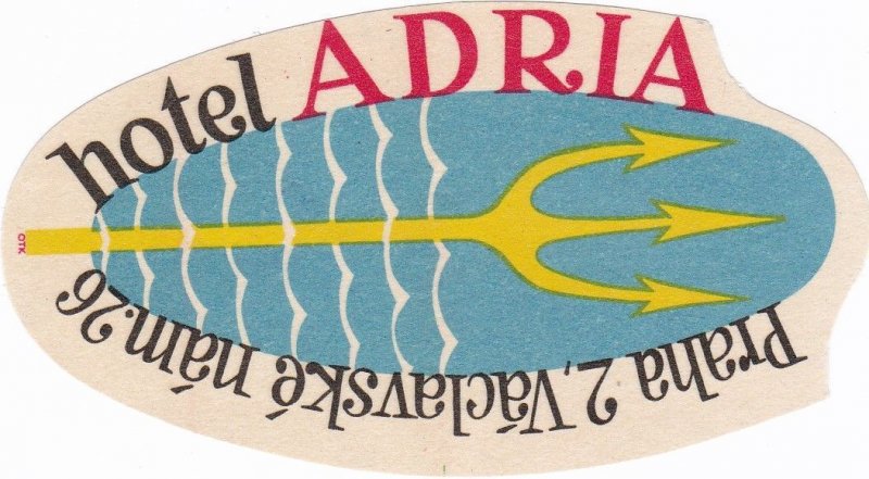 Czechoslovakia Praha Hotel Adria Luggage Label sk3696