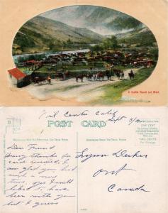 FARM SCENE A CATTLE RANCH OUT WEST 1911 ANTIQUE POSTCARD