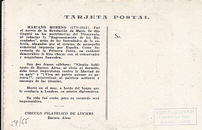 Argentina - MARIANO MORENO MAXIMUM CARD