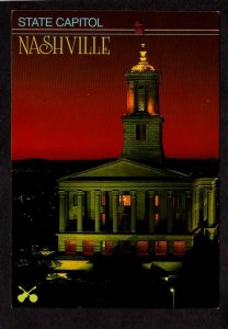 TN State Capitol Bldg Night View Memorial Square Nashville Tennessee Postcard