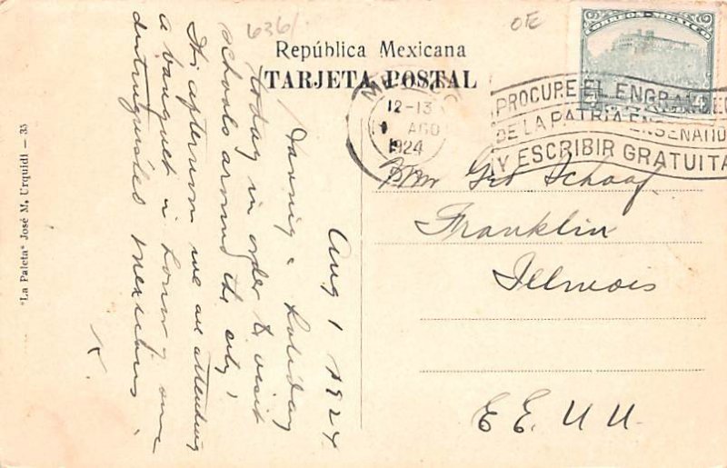 Canal del Desague Mexico Tarjeta Postal 1924 