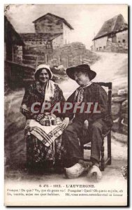 Old Postcard The Auvergne Couple Folklore Costume