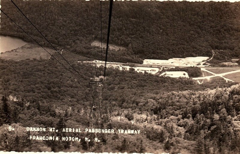 1930 CANNON MT N.H. FRANCONIA NOTCH AERIAL PASSENGER RAILWAY RPPC POSTCARD P1655