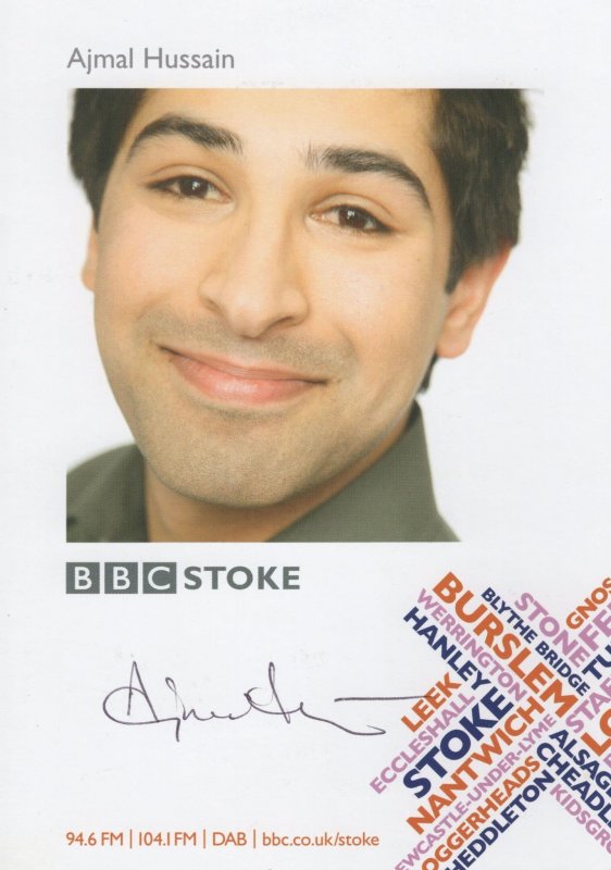 Ajmal Hussain BBC Radio Stoke Hand Signed Cast Card Photo