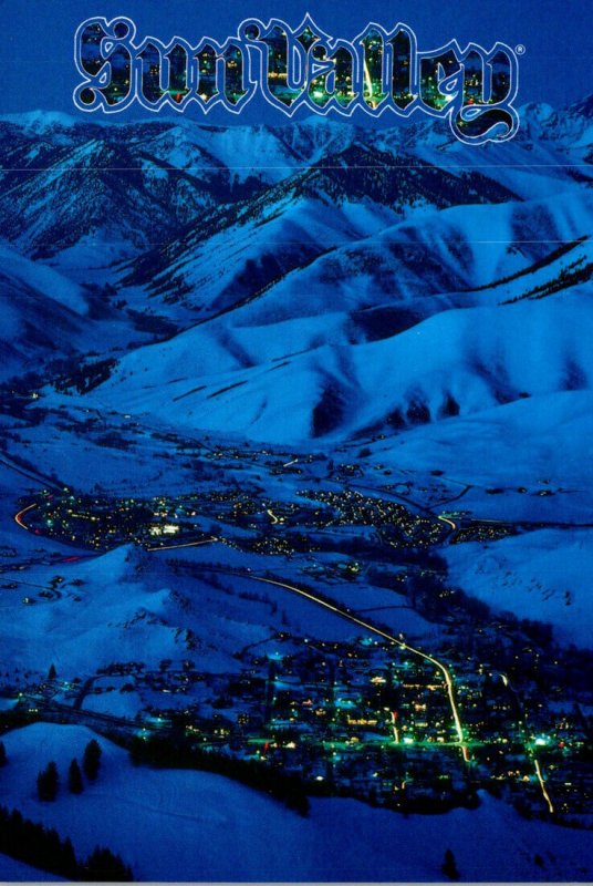 Idaho Sun Valley and Ketchum Aerial View At Night