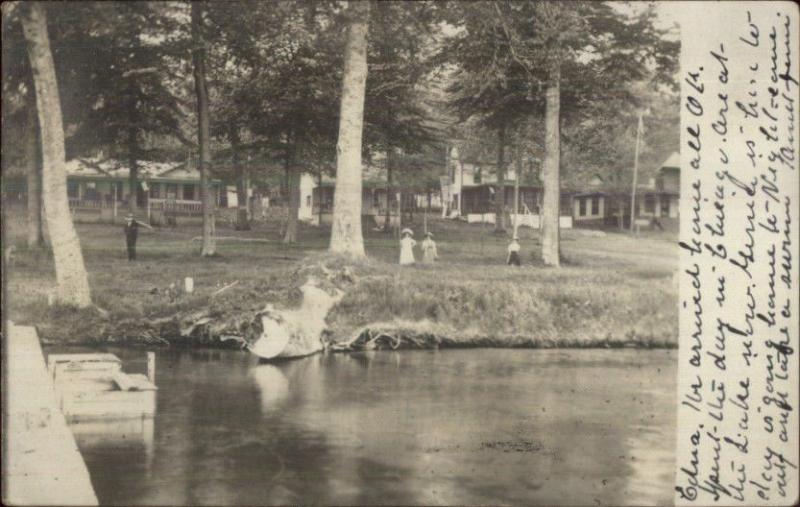 South Bend IN Cancel Lakeside Bldgs & People 1907 Real Photo Postcard