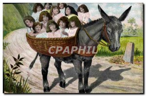 Old Postcard Fun Children Bebe Donkey Mule