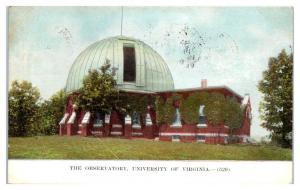 1913 University of Virginia Observatory, Charlottesville, VA Postcard