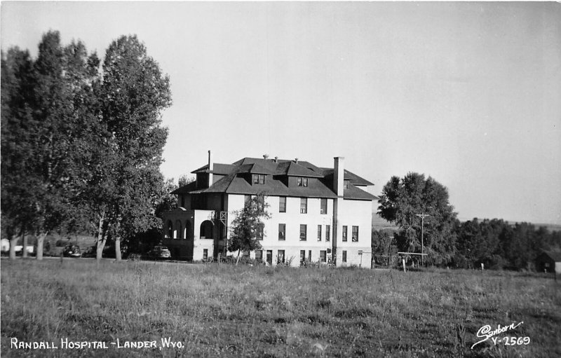 H64/ Lander Wyoming RPPC Postcard RPPC 1952 Randall Hospital Building