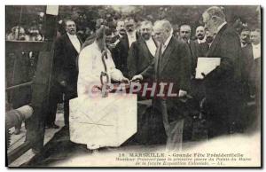Old Postcard Marseille Great party presidential Mr. Poincare laying the first...