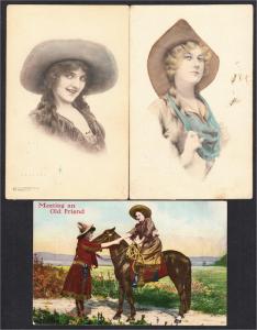 Cowgirl Art Lot of 7 Postcards 1900s-1910s