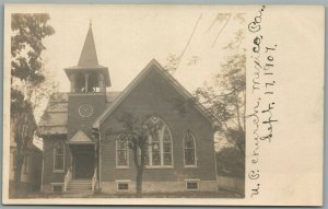 MEXICO PA CHURCH ANTIQUE REAL PHOTO POSTCARD RPPC