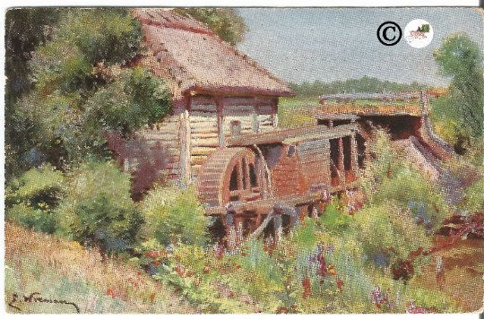 Old Mill with Water Wheel Artist Signed Pre 1907 Undivided Back Postcard Vintage