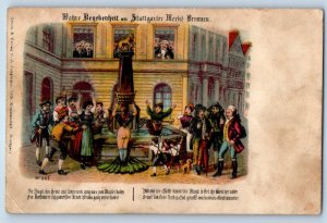 Baden-Württemberg Germany Postcard Story at Stuttgart Market Fountain c1910