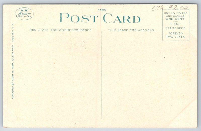 Piqua Ohio~US Post Office & Main Street~1920s Postcard