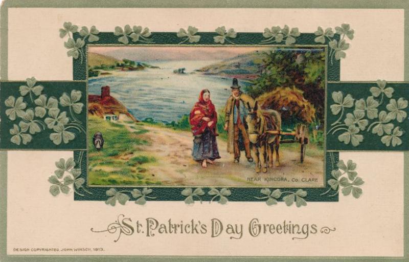 St Patrick's Day Greetings Scene near Kincora Co Clare Ireland pm 1914 Winsch DB