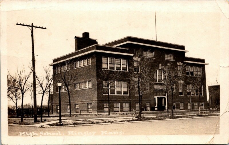 Real Photo Postcard High School in Kinsley, Kansas~133226 