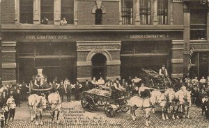 Cincinnati OH Fire Headquarters Horse Drawn Fire Fighting Horse & Wagon Postcard