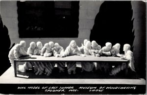 RPPC Wax Model Last Supper Museum of Woodcarving Spooner WI Vintage Postcard B37