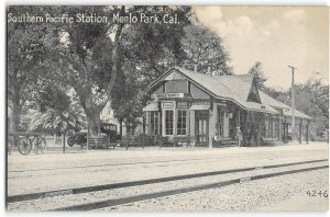 Southern Pacific Station MENLO PARK San Mateo Co Railroad Depot 1910s Postcard