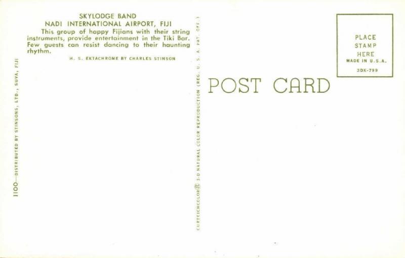 fiji islands, NADI, International Airport, Skylodge Band (1960s) Curteich 1100