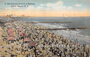 Mid Summer Crowd of Bathers - Coney Island, New York NY  