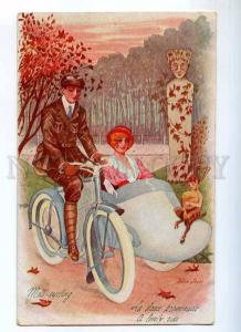 234804 ART NOUVEAU motorcycle FAUN BAG-PIPE by SAGER Vintage