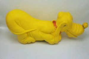 Vintage 1965 Louis Marx & Co Rubber Pluto Squeak Pull Toy Disney