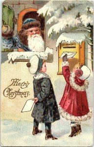 c1910 VICTORIAN SANTA CLAUS ST NIKLAS MERRY CHRISTMAS EMBOSSED POSTCARD 39-224