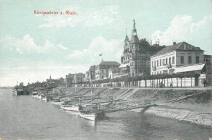 Germany navigation themed postcard Konigswinter pier pleasure boats