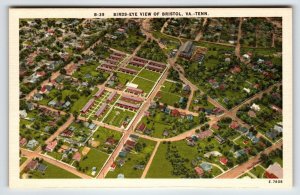 Bird's Eye Aerial View Of Bristol Virginia Tennessee Postcard Linen Unposted VA