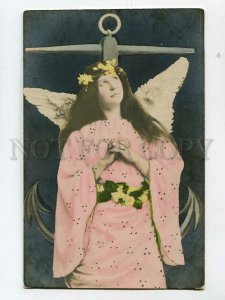 3083437 Winged Woman as ANGEL w/ LONG HAIR Vintage PHOTO tinted