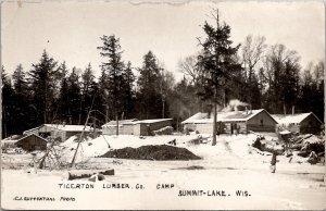 Wisconsin Tigerton Lumber Co Camp Summit-Lake CJ Ruppenthal Photo Postcard W16