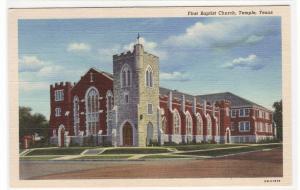 First Baptist Church Temple Texas linen postcard