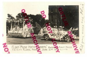 Davenport IOWA RPPC 1916 FLORAL PARADE Float SCHMIDT MUSIC CO. Advertising