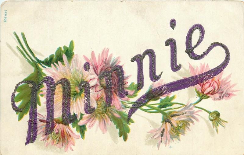 Minnie Embossed Divided Back Floral Themed Postcard