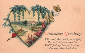 Vintage Postcard Valentine Greetings Hearts Day Special Celebration Butterflies