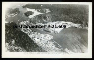 h822 - OCEAN FALLS BC 1940s Aerial View. Real Photo Postcard