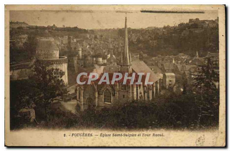 Old Postcard Fougeres Saint Sulpice Church and Tower Raoul