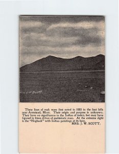 Postcard Lines of rock in the foot hills Montana USA