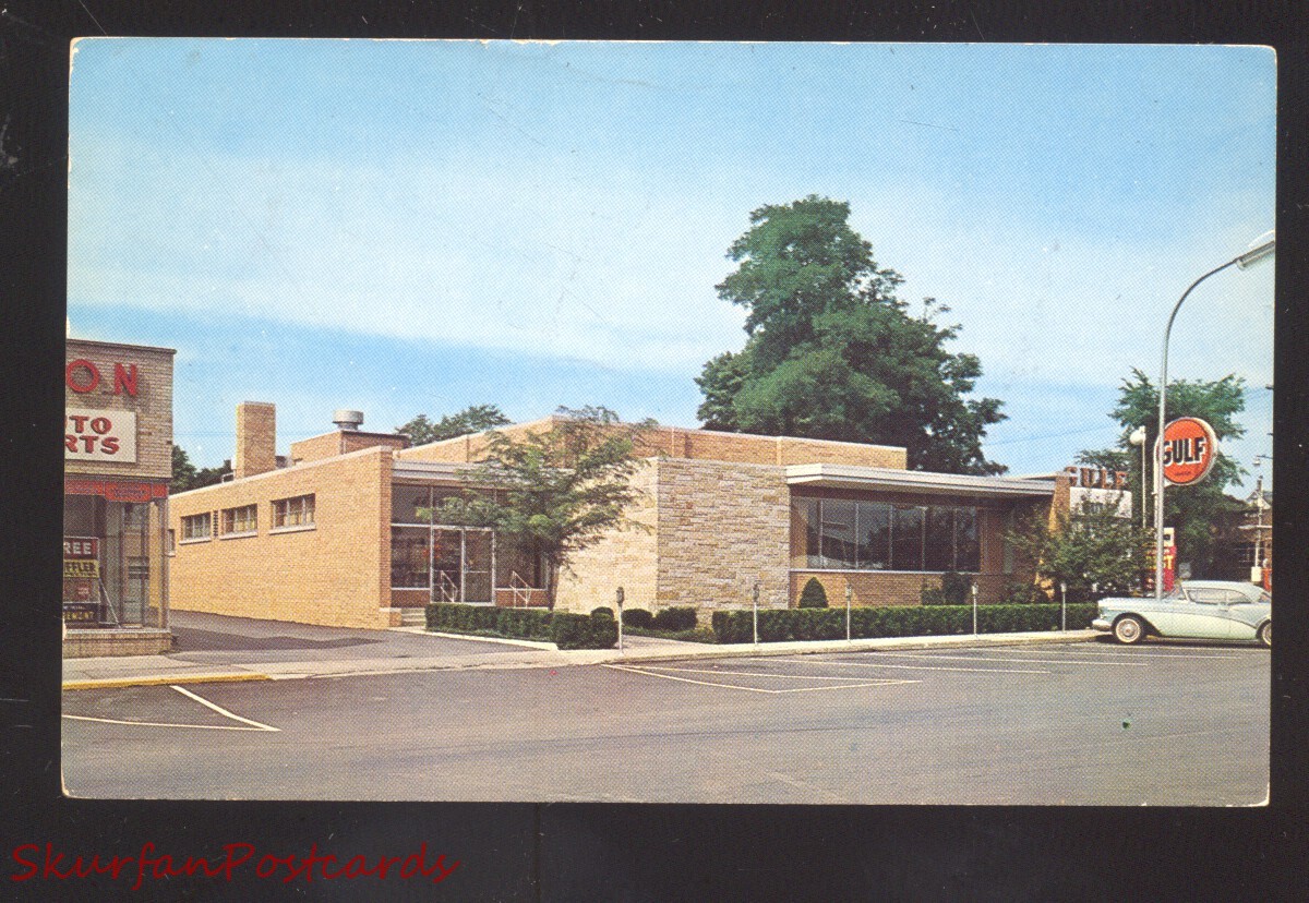 Wadsworth Ohio Ella M Everhard Public Library Vintage Postcard OLD Cars