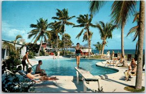 VINTAGE POSTCARD DIVING THE SWIMMING POOL SEA RANCH HOTEL FORT LAUDERDALE 1968