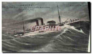 Old Postcard Boat Ship Salta french maritime transport by sea Wireless Telegr...