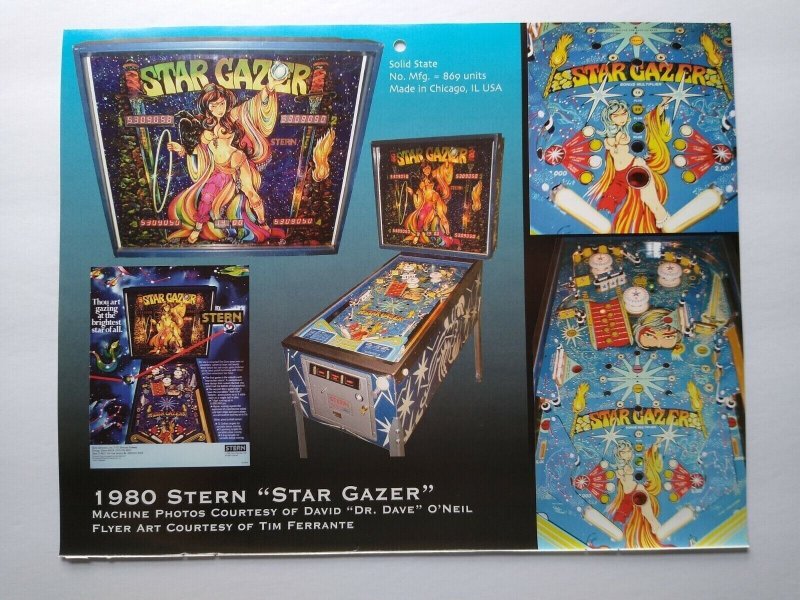 Star Gazer Pinball Machine Art Collage Ready To Frame Artwork Space Age Fantasy