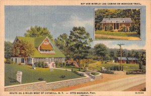 Catskill New York Rip Van Winkle Cabins Linen Vintage Postcard AA40851