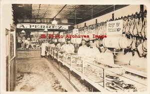 NY, Rochester, New York, RPPC, Alfred Perrez Butcher Shop Meat Market Interior