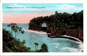 VINTAGE POSTCARD ONOMEA ARCH ON THE COAST OF THE HAWAIIAN TERRITORY POSTED 1937