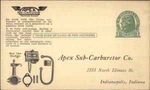 Apex Sub-Carburetor Co Indianapolis IN Illustrated Postal Card