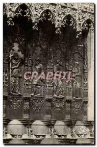 Auch Old Postcard The cathedral Some wooden statues Jephte Abraham Melchizedek